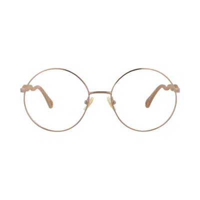Pre-owned Chloé Round Metal Optical Frames 'beige/brown' | Tan | Women's Size Onesize