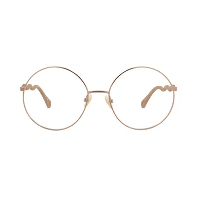 Pre-owned Chloé Round Metal Optical Frames 'beige/brown' | Tan | Women's Size Onesize