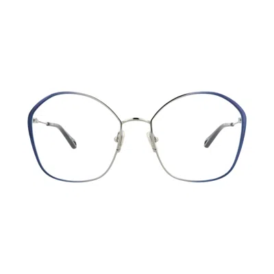 Pre-owned Chloé Round Metal Optical Frames 'blue/transparent' | Women's Size Onesize