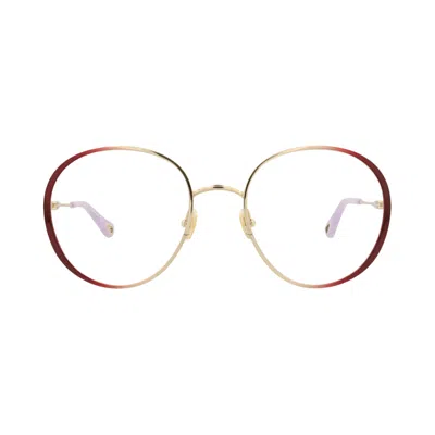 Pre-owned Chloé Round Metal Optical Frames 'burgundy/transparent' | Red | Women's Size Onesize