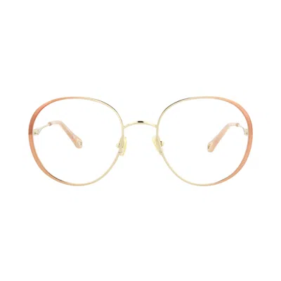 Pre-owned Chloé Round Metal Optical Frames 'nude/transparent' | Tan | Women's Size Onesize In Brown