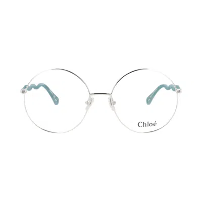Pre-owned Chloé Round Metal Optical Frames 'silver/green/transparent' | Women's Size Onesize