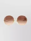 Chloé Round Metal Sunglasses Curved Temples In Brown