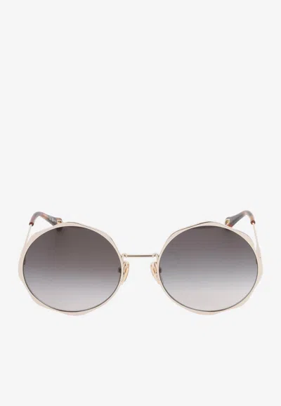 Chloé Round Metal Sunglasses In Gold