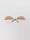 Chloé Round Metal Sunglasses Slim Temples In Black