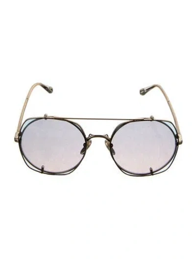Pre-owned Chloé Round Mirrored Sunglasses In Gold