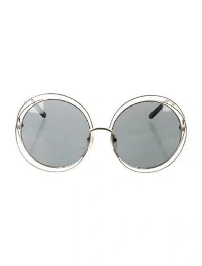 Pre-owned Chloé Round Mirrored Sunglasses In Silver