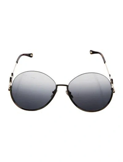 Pre-owned Chloé Round Mirrored Sunglasses W/ Tags In Gold