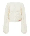 Chloé Round-neck Cardigan In A Wool  Cashmere Knit In White