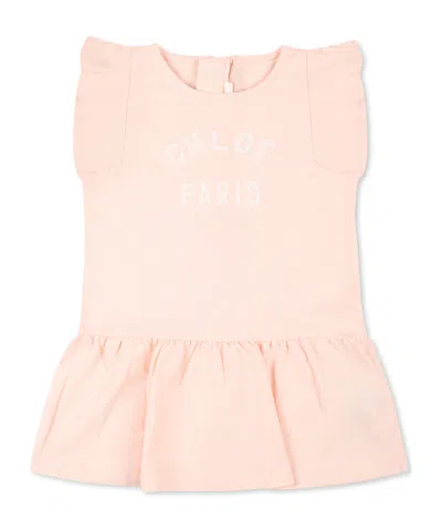 Chloé Kids' Round-neck Dress In Neutral