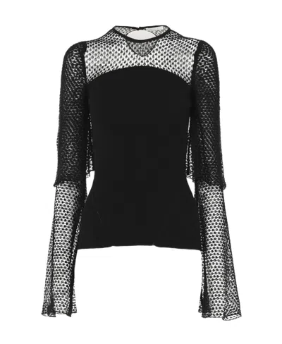 Chloé Round Neck Lace Sweater In Black