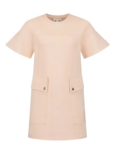 Chloé Kids' Round-neck Short-sleeve Minidress In 粉色