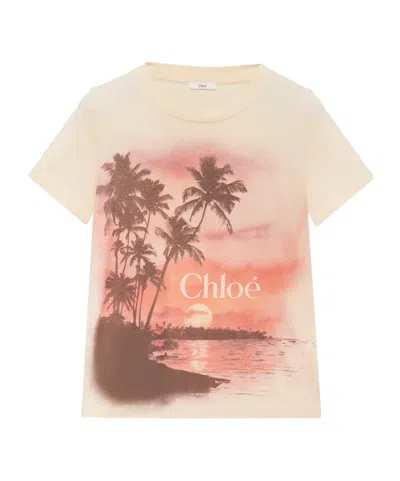 CHLOÉ CHLOÉ SUNSET PRINTED CREWNECK T-SHIRT