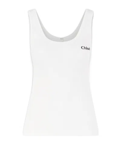 Chloé Round Neck Sleeveless Vest In White