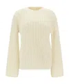 Chloé Long-sleeved Crewneck Knitted Jumper In Nude