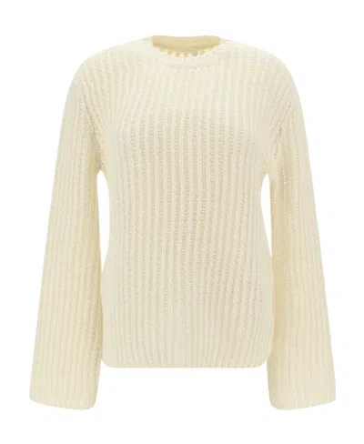Chloé Long-sleeved Crewneck Knitted Jumper In White
