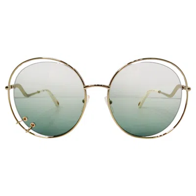 Pre-owned Chloé Chloe Round Oversized Green Gradient Gold-tone Metal Frame Sunglasses