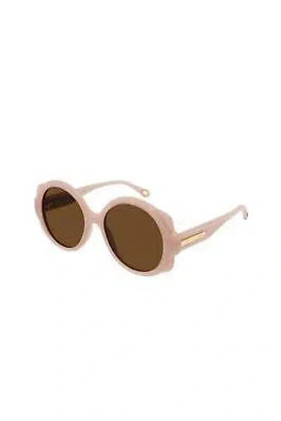 Pre-owned Chloé Chloe Round Plastic Sunglasses With Brown Lens For Women - Size 55mm