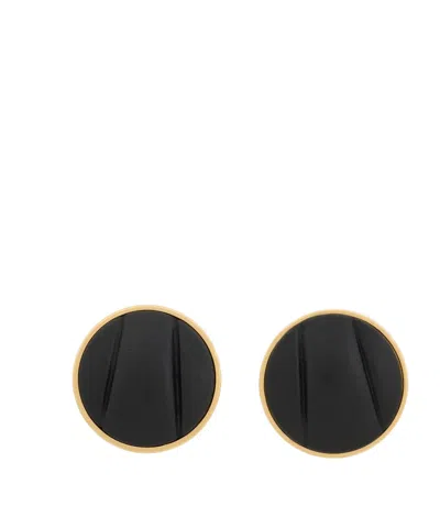 Chloé Round Pleats Clip-on Earrings In Black