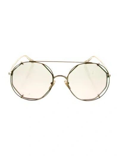 Pre-owned Chloé Round Tinted Sunglasses In Gold