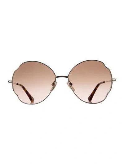 Pre-owned Chloé Round Tinted Sunglasses In Gold