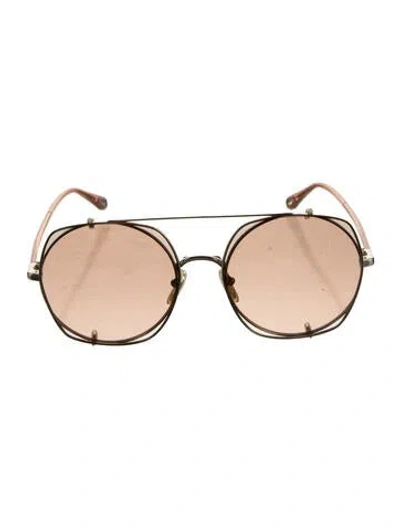 Pre-owned Chloé Round Tinted Sunglasses In Gold