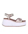 Chloé Round Toe Platform Sandals In White