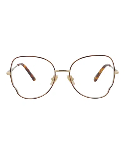 Chloé Round-frame Metal Optical Frames In Brown