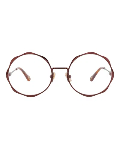 Chloé Round-frame Metal Optical Frames In Brown