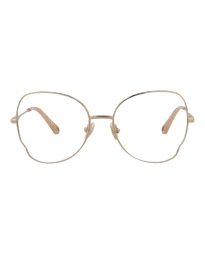 Chloé Round-frame Metal Optical Frames In Gold