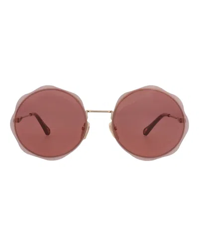 Chloé Round-frame Metal Sunglasses In Brown