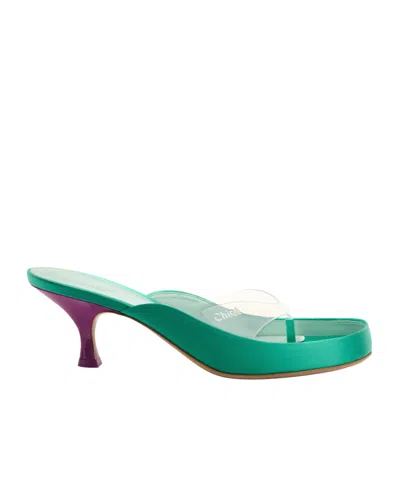 Chloé Round-toe Stiletto Heel Sandals In Green