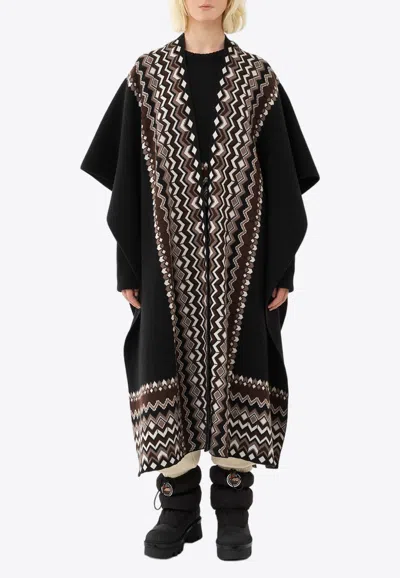 Chloé Ruana Wool-blend Cape In Black
