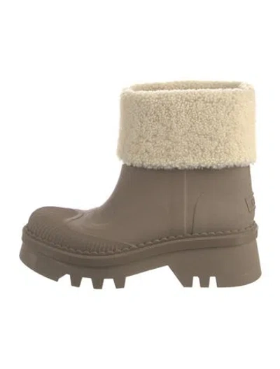 Pre-owned Chloé Rubber Colorblock Pattern Rain Boots In Neutral