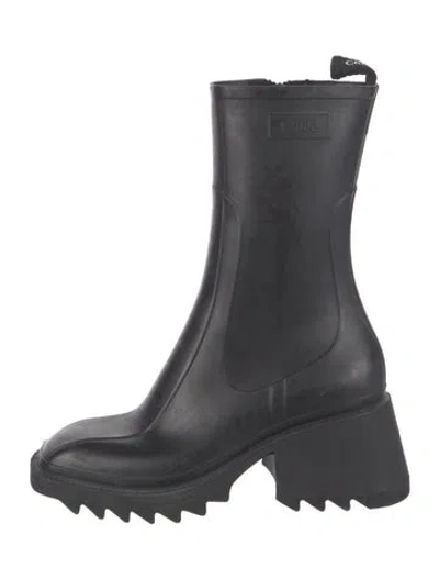 Pre-owned Chloé Rubber Moto Boots In Black