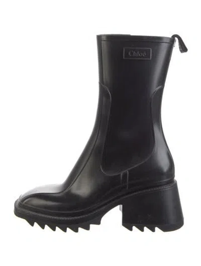 Pre-owned Chloé Rubber Rain Boots In Black