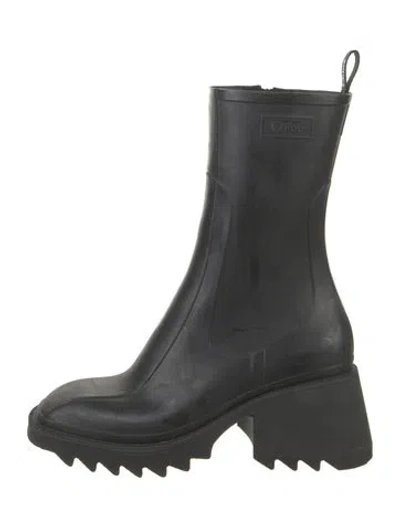 Pre-owned Chloé Rubber Rain Boots In Black