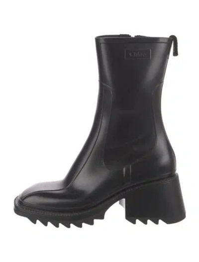 Pre-owned Chloé Rubber Rain Boots In Black
