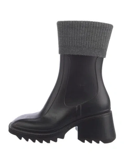 Pre-owned Chloé Rubber Rain Boots In Black