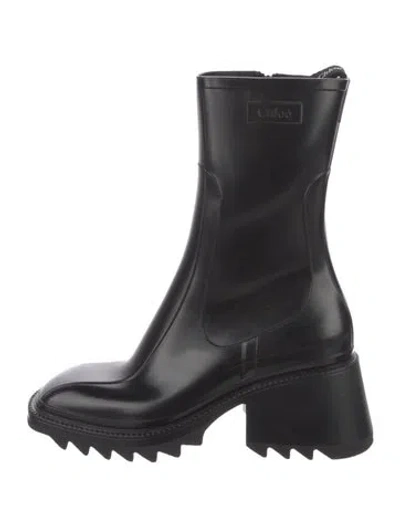 Pre-owned Chloé Rubber Rain Boots In Black