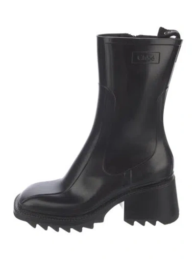 Pre-owned Chloé Rubber Rain Boots In Black