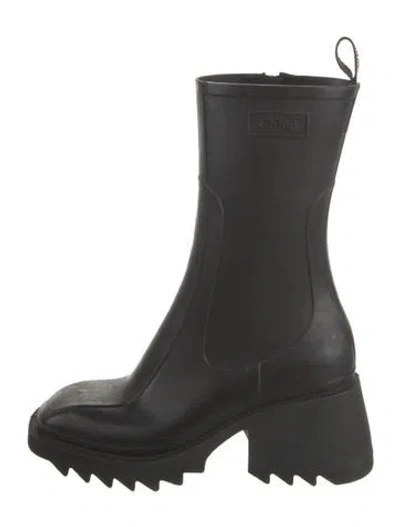 Pre-owned Chloé Rubber Rain Boots In Black