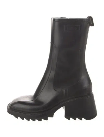 Pre-owned Chloé Rubber Rain Boots In Black