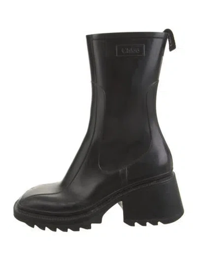 Pre-owned Chloé Rubber Rain Boots In Black