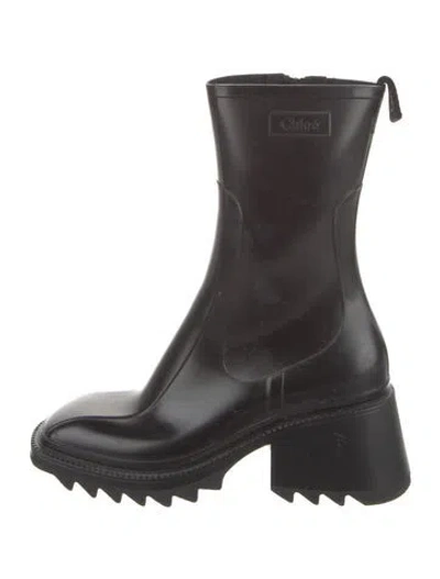 Pre-owned Chloé Rubber Rain Boots In Black