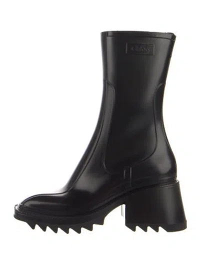 Pre-owned Chloé Rubber Rain Boots In Black
