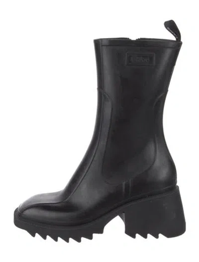 Pre-owned Chloé Rubber Rain Boots In Black