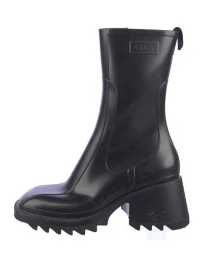 Pre-owned Chloé Rubber Rain Boots In Black