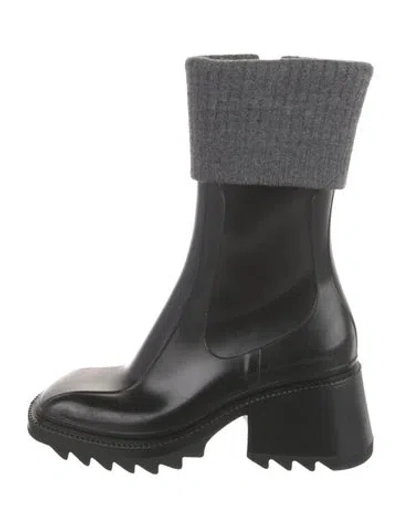 Pre-owned Chloé Rubber Rain Boots In Black
