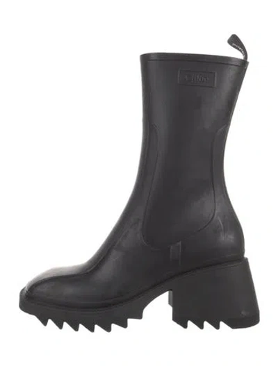 Pre-owned Chloé Rubber Rain Boots In Black